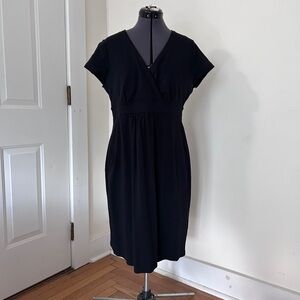 Boden Classic Black Faux Wrap Midi Dress